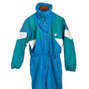 Fera Ski Snow Suit Ladies Size 10 Blue White Green Color